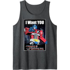 Transformers Optimus Prime I Want You Retro Poster Tank Top(Dark Heather Grey)