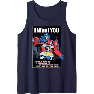 Transformers Optimus Prime I Want You Retro Poster Tank Top(Navy Blue)
