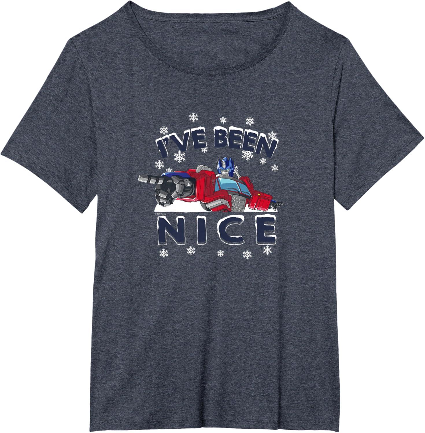imageTransformers Ive Been Nice Optimus Prime Portrait TShirtHeather Blue