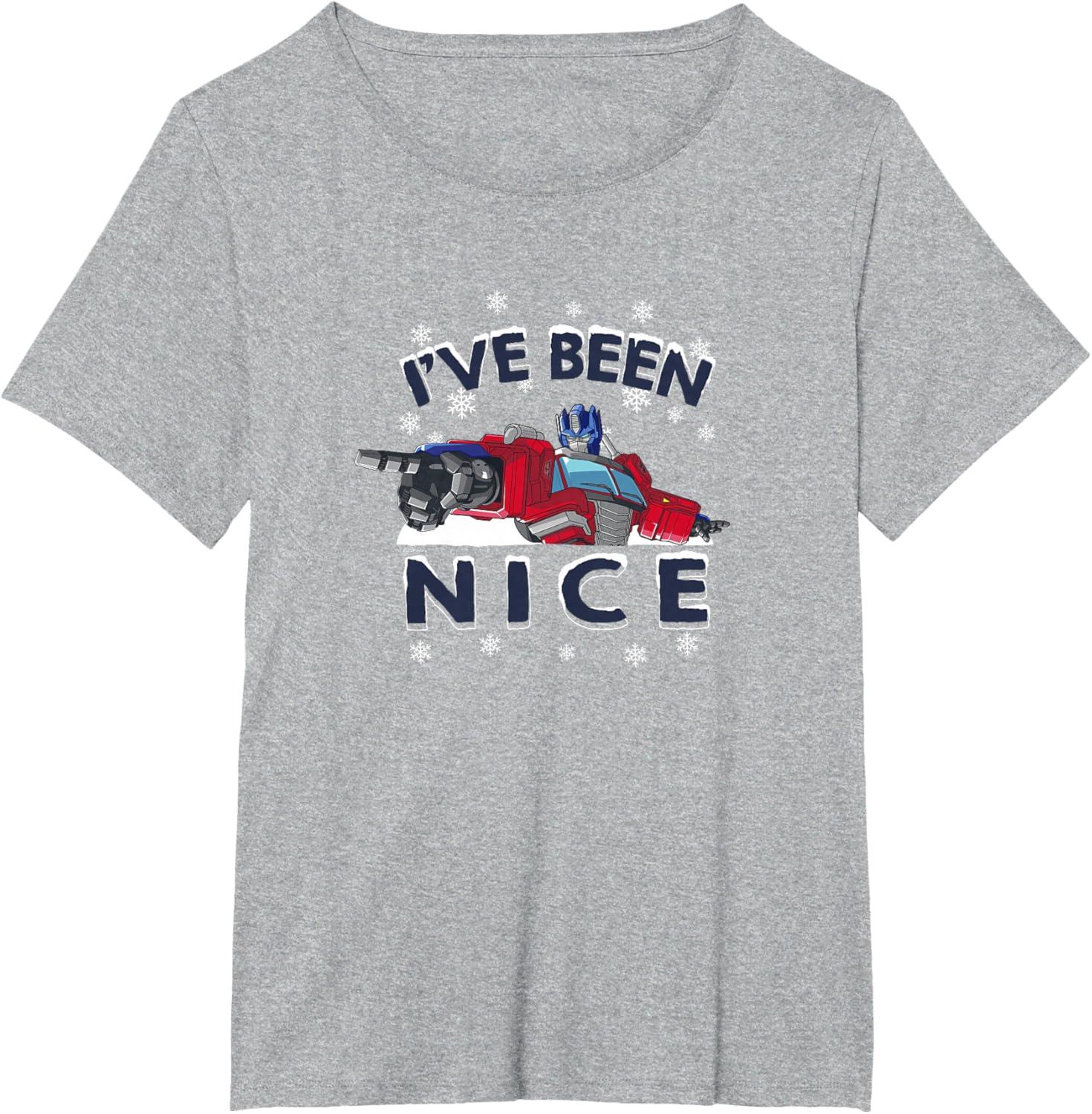 imageTransformers Ive Been Nice Optimus Prime Portrait TShirtHeather Grey