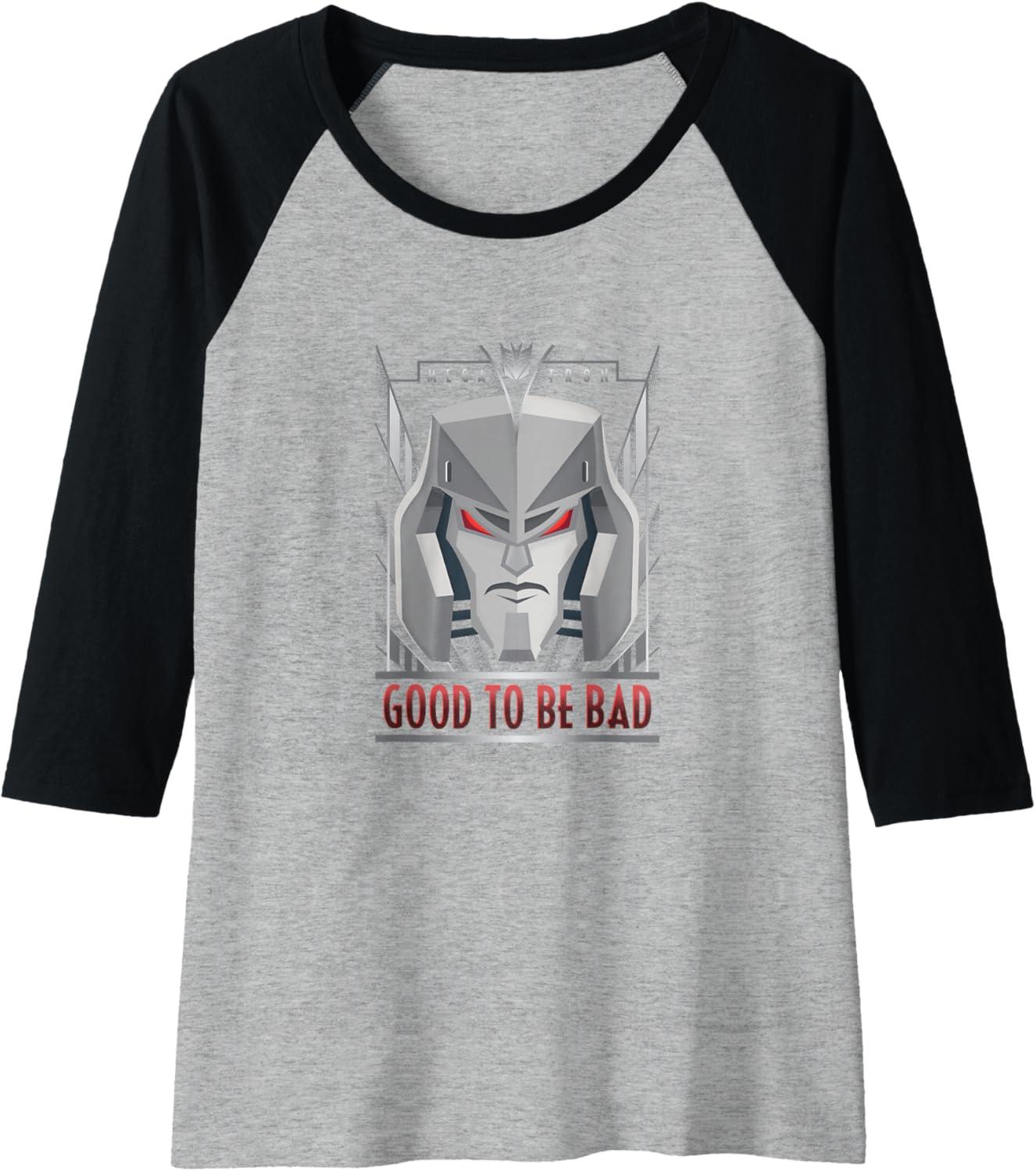 imageTransformers Megatron Good to Be Bad Raglan Baseball TeeBlackAthletic Heather