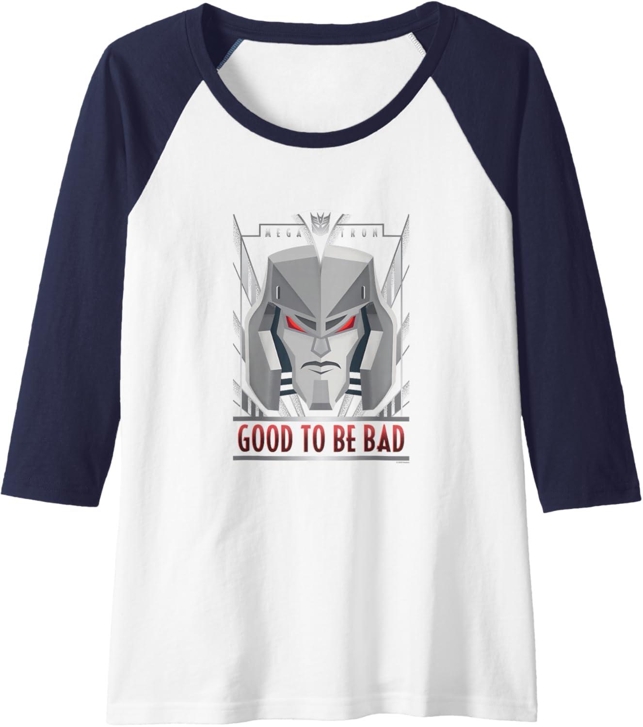 imageTransformers Megatron Good to Be Bad Raglan Baseball TeeNavy BlueWhite