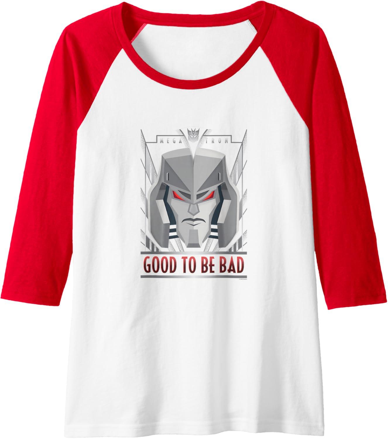 imageTransformers Megatron Good to Be Bad Raglan Baseball TeeRedWhite