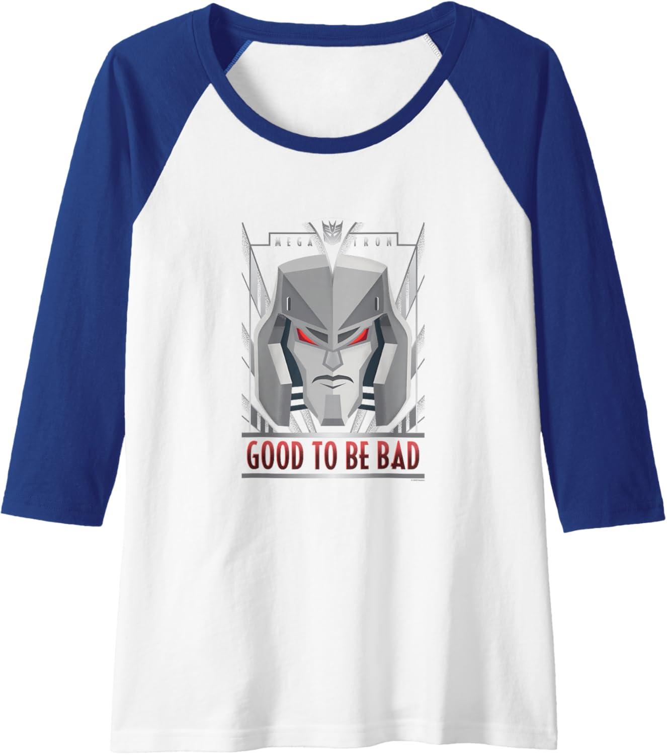 imageTransformers Megatron Good to Be Bad Raglan Baseball TeeRoyal BlueWhite
