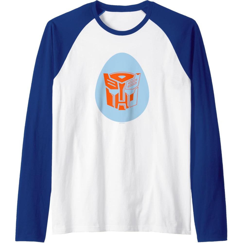 imageTransformers Autobot Egg Happy Easter Raglan Baseball TeeRoyal BlueWhite