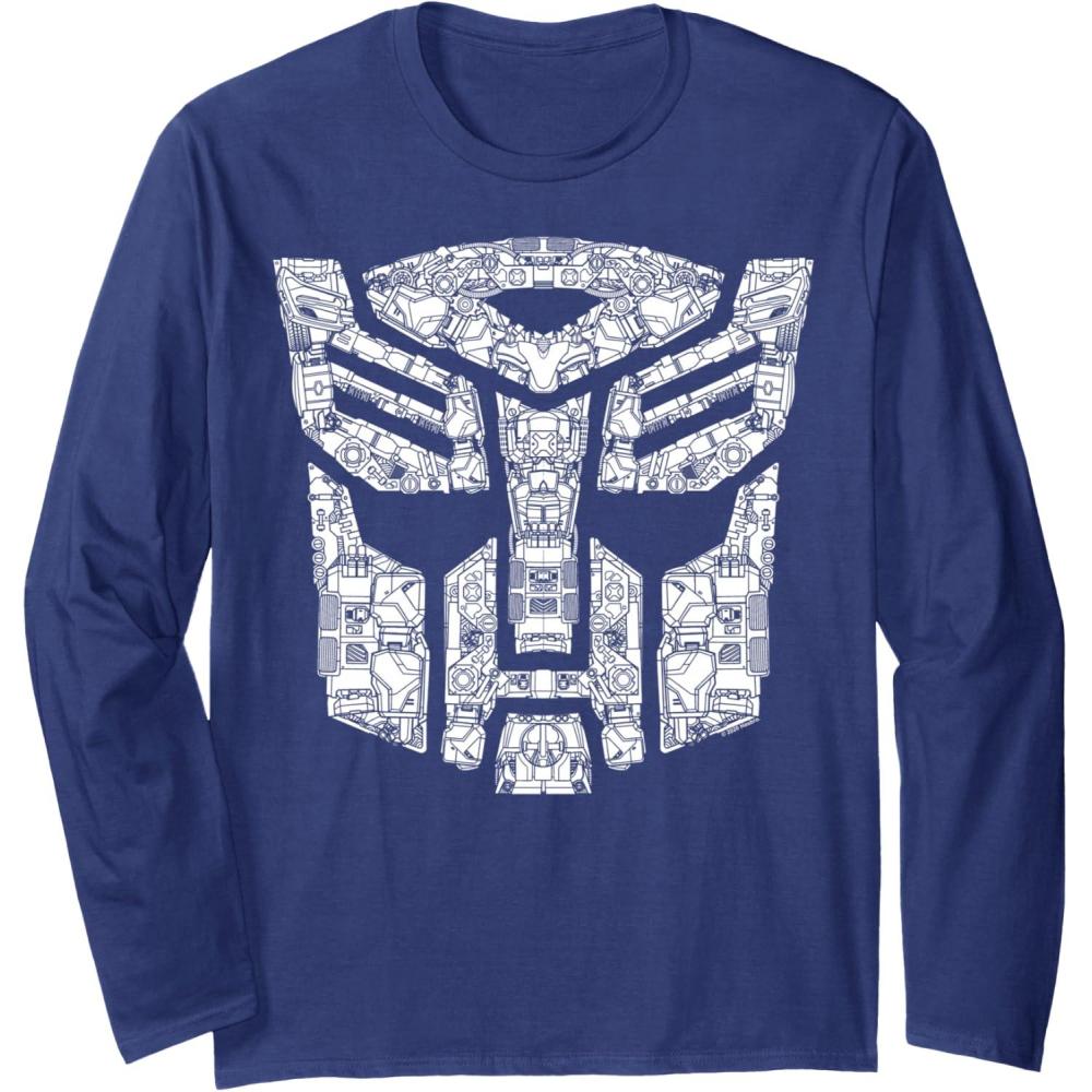 imageTransformers Autobots Icon Collage Filled Logo Long Sleeve TShirtNavy Blue
