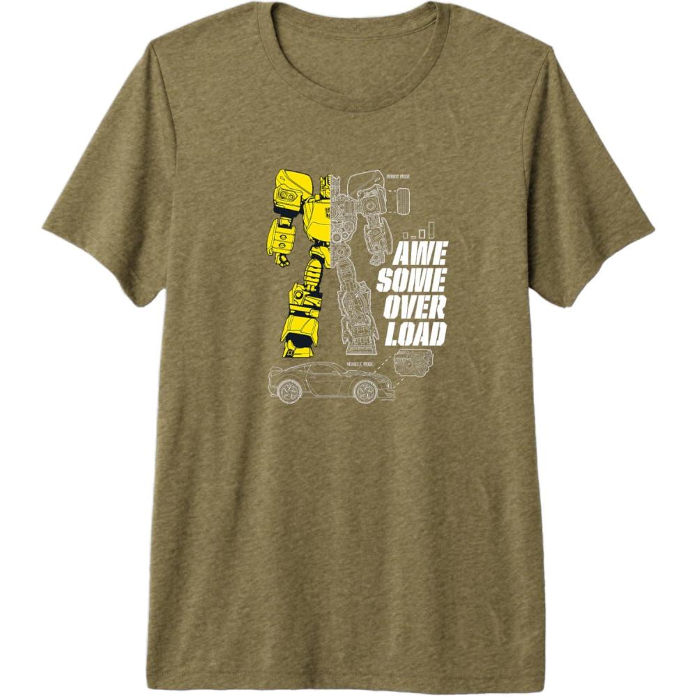 imageTransformers Bumblebee Awesome Overload Split Premium Triblend TShirtOlive Green