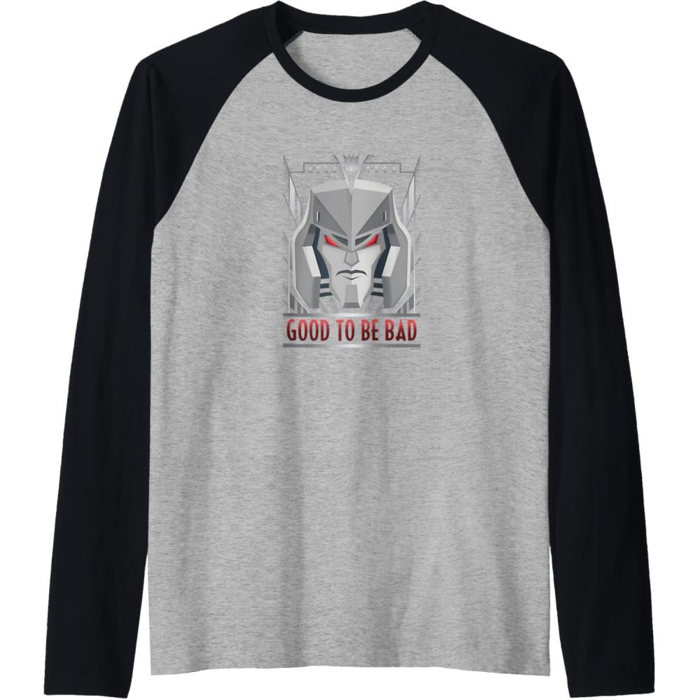 imageTransformers Megatron Good to Be Bad Raglan Baseball TeeBlackAthletic Heather