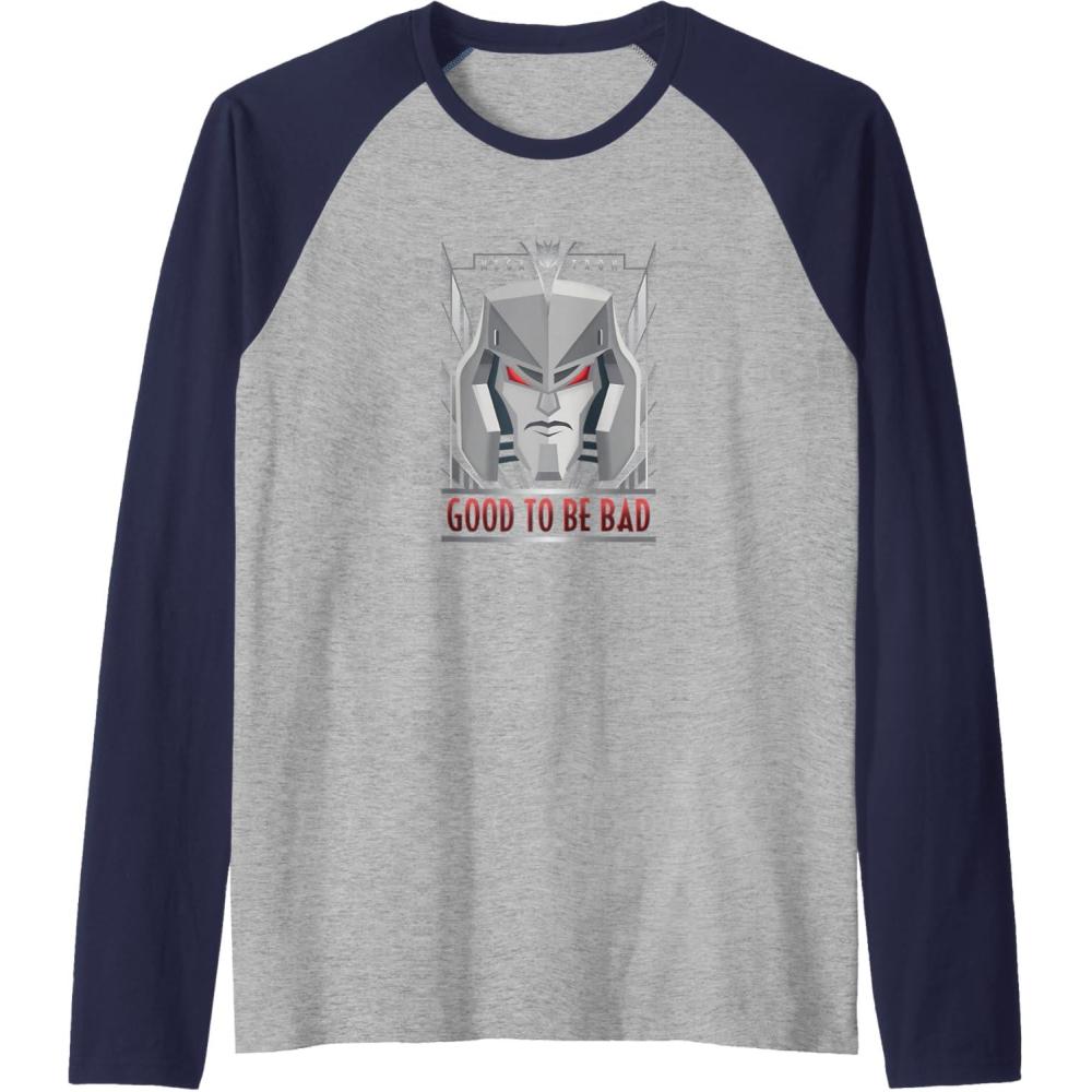 imageTransformers Megatron Good to Be Bad Raglan Baseball TeeNavy BlueAthletic Heather