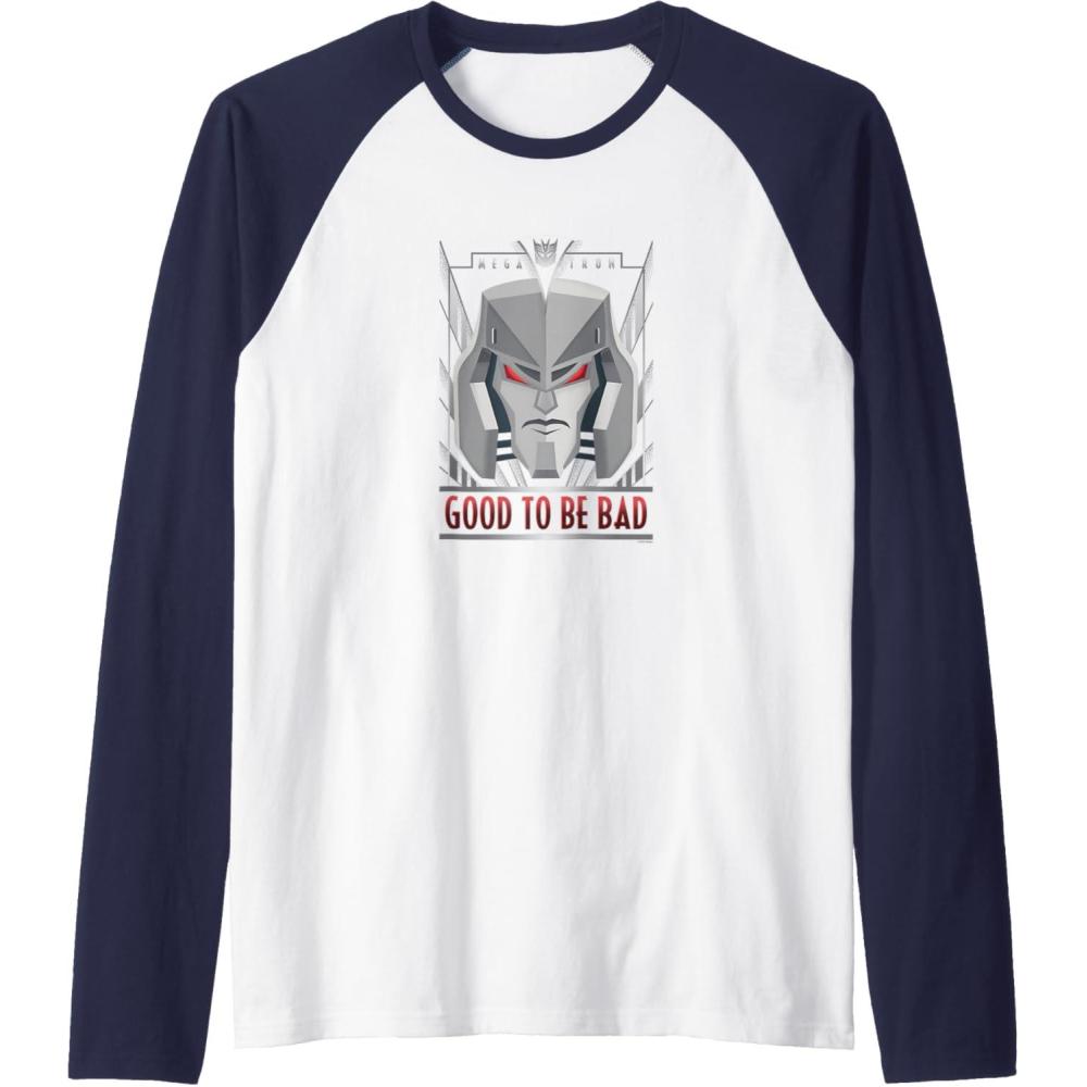 imageTransformers Megatron Good to Be Bad Raglan Baseball TeeNavy BlueWhite