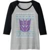 Transformers Christmas Retro Decepticon Ugly Sweater Style Raglan Baseball Tee(Black/Athletic Heather)