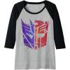 Transformers Decepticon Autobot Distressed Split Logo Raglan Baseball Tee(Black/Athletic Heather)