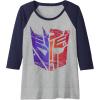 Transformers Decepticon Autobot Distressed Split Logo Raglan Baseball Tee(Navy Blue/Athletic Heather)