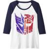Transformers Decepticon Autobot Distressed Split Logo Raglan Baseball Tee(Navy Blue/White)