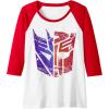 Transformers Decepticon Autobot Distressed Split Logo Raglan Baseball Tee(Red/White)