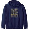 Transformers Christmas Bumblebee Ugly Sweater Zip Hoodie(Navy Blue)