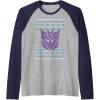 Transformers Christmas Retro Decepticon Ugly Sweater Style Raglan Baseball Tee(Navy Blue/Athletic Heather)