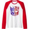 Transformers Decepticon Autobot Distressed Split Logo Raglan Baseball Tee(Red/White)