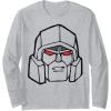Transformers Megatron Vintage Big Face Long Sleeve T-Shirt(Heather Grey)