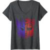 Womens Transformers Decepticon Autobot Distressed Split Logo V-Neck T-Shirt(Dark Heather Grey)