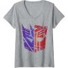 Womens Transformers Decepticon Autobot Distressed Split Logo V-Neck T-Shirt(Heather Grey)