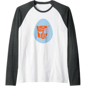 Transformers Autobot Egg Happy Easter Raglan Baseball Tee(Dark Heather Grey/White)