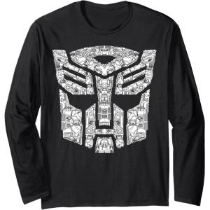 Transformers Autobots Icon Collage Filled Logo Long Sleeve T-Shirt(Black)