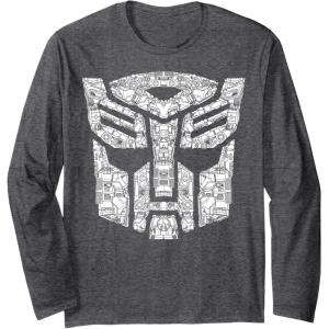 Transformers Autobots Icon Collage Filled Logo Long Sleeve T-Shirt(Dark Heather Grey)