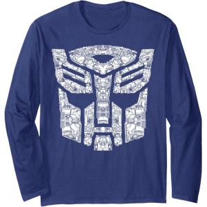 Transformers Autobots Icon Collage Filled Logo Long Sleeve T-Shirt(Navy Blue)