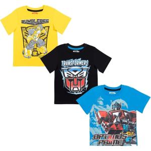 Transformers Bumblebee Optimus Prime 3 Pack T-Shirts Toddler to Big Kid(Yellow/Blue/Black)