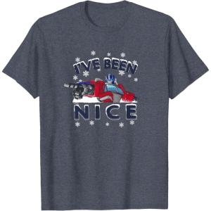 Transformers I’ve Been Nice Optimus Prime Portrait T-Shirt(Heather Blue)