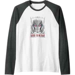 Transformers Megatron Good to Be Bad Raglan Baseball Tee(Dark Heather Grey/White)