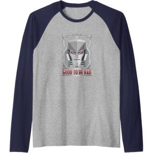 Transformers Megatron Good to Be Bad Raglan Baseball Tee(Navy Blue/Athletic Heather)
