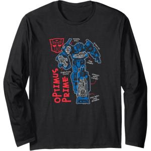 Transformers Optimus Prime Running Doodle Long Sleeve T-Shirt(Black)