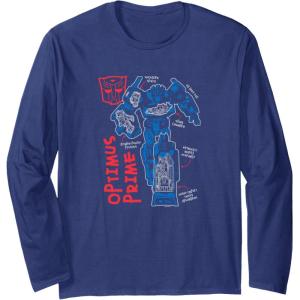 Transformers Optimus Prime Running Doodle Long Sleeve T-Shirt(Navy Blue)
