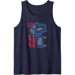 Transformers Optimus Prime Running Doodle Tank Top(Navy Blue)