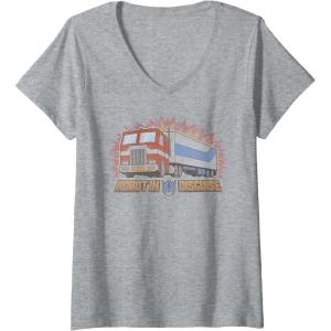 Womens Transformers Optimus Prime Robot in Disguise V-Neck T-Shirt(Heather Grey)