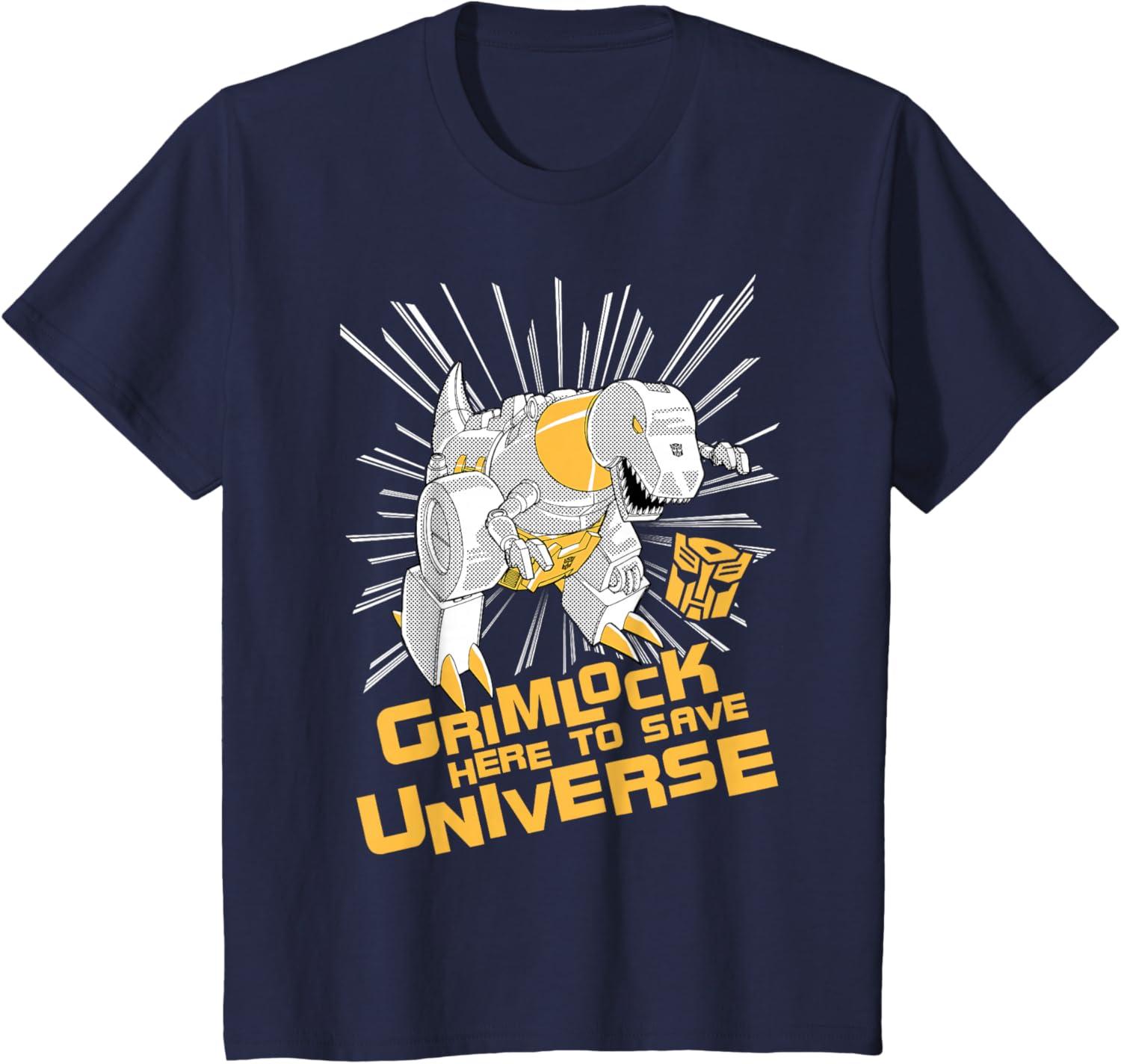 imageTransformers Grimlock Here to Save Universe Retro Vintage TShirt SmallNavy Blue