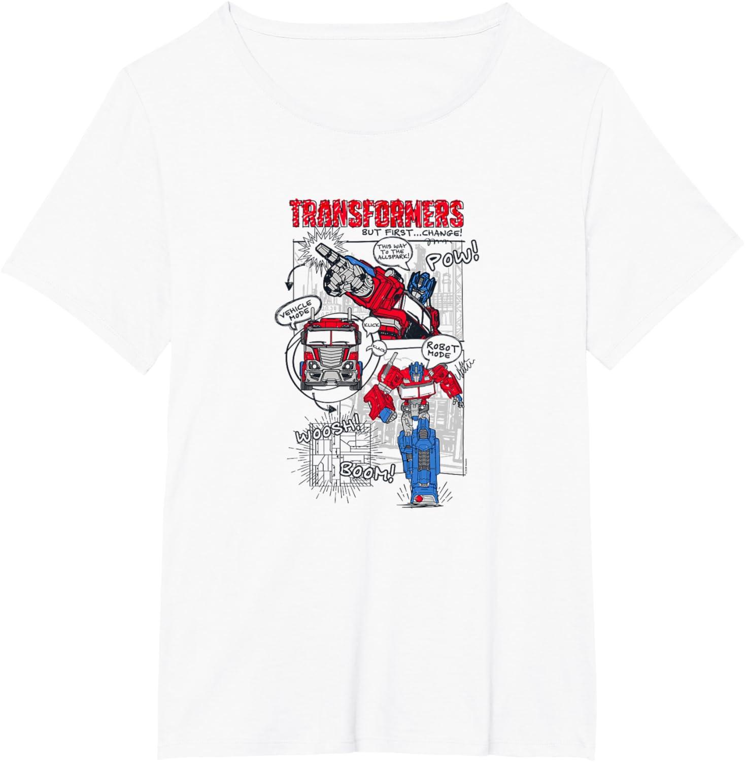 imageTransformers Optimus Prime Transformation Comic Strip TShirtWhite