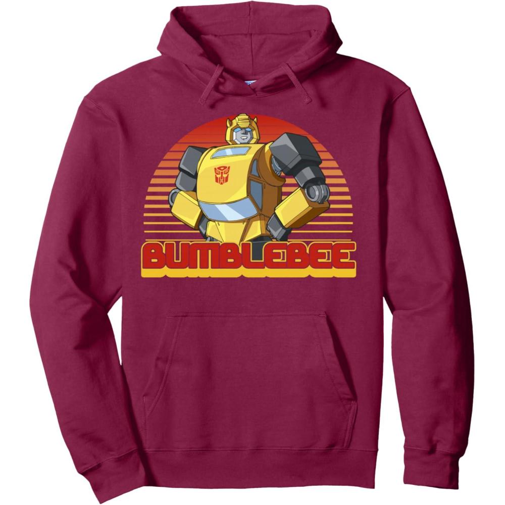imageTransformers Bumblebee Retro Stripes Vintage Portrait Pullover HoodieBurgundy