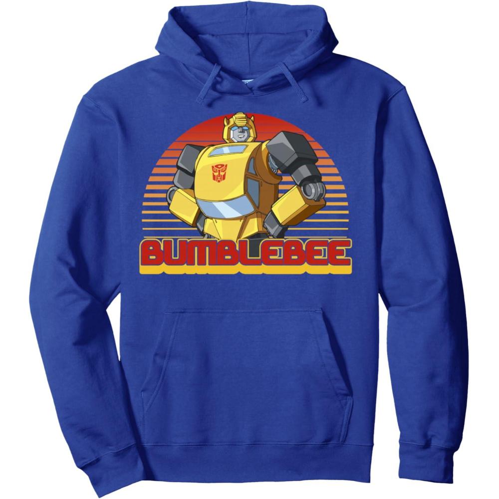 imageTransformers Bumblebee Retro Stripes Vintage Portrait Pullover HoodieRoyal Blue