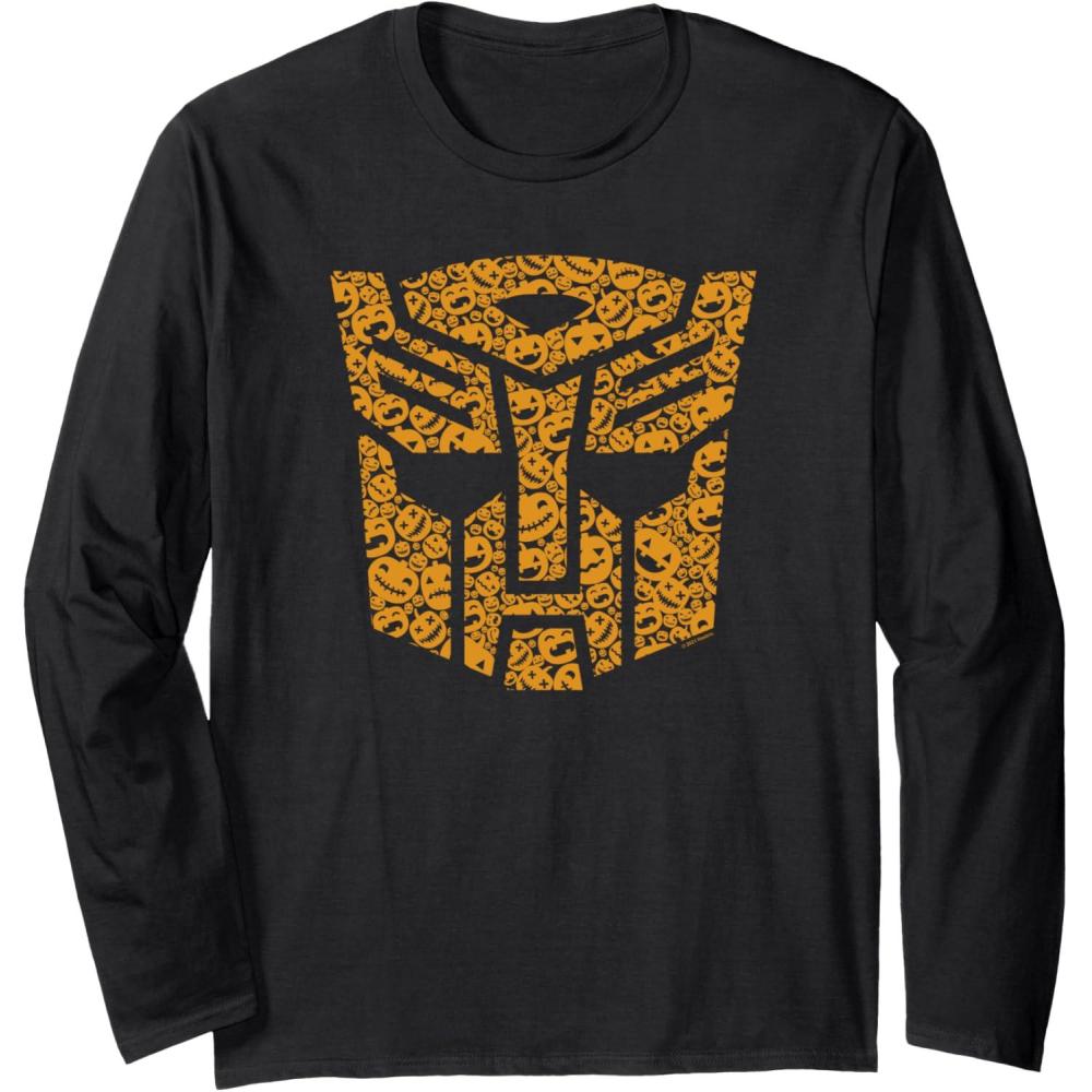 imageTransformers Halloween Autobot Pumpkin Fill Mask Long Sleeve TShirtBlack
