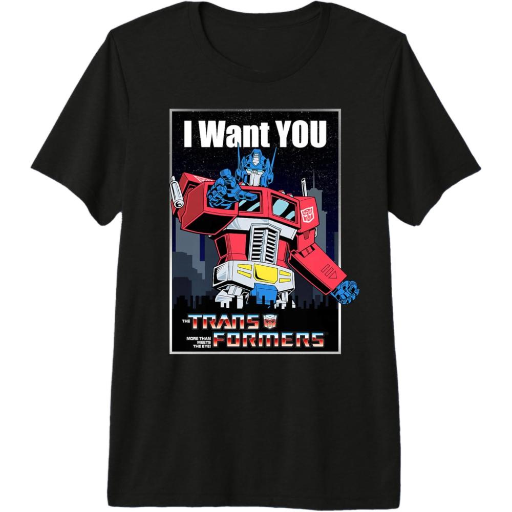 imageTransformers Optimus Prime I Want You Retro Black Cartoon TShirtBlack