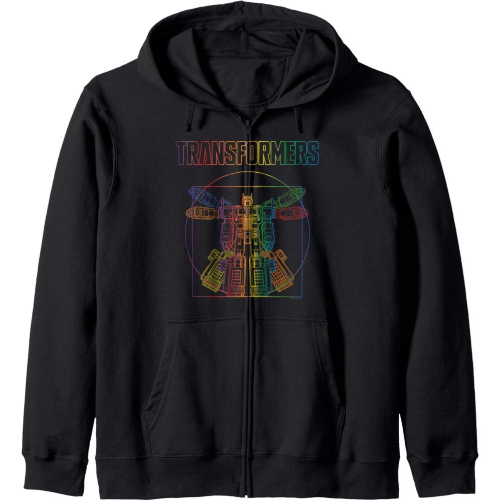 imageTransformers Pride Vitruvian Optimus Prime Logo Zip HoodieBlack