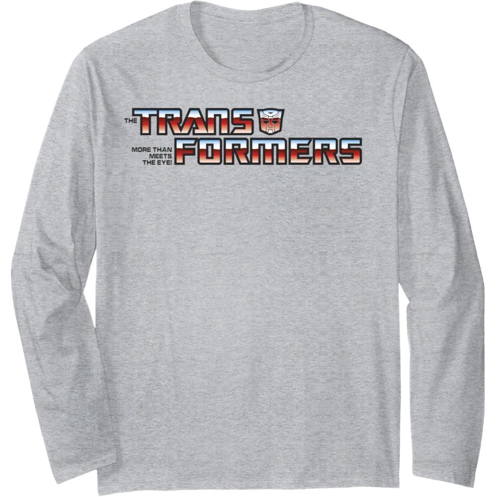 imageTransformers Red Gradient Classic Vintage Logo Long Sleeve TShirtHeather Grey