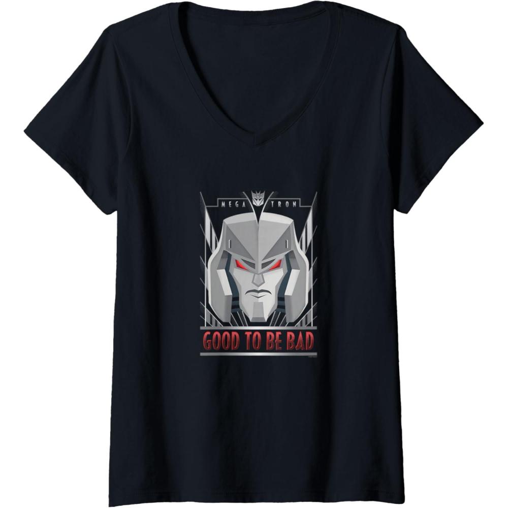 imageWomens Transformers Megatron Good To Be Bad VNeck TShirtBlack