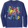 Transformers Retro Optimus Prime 80’s Print Long Sleeve T-Shirt(Navy Blue)