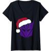 Womens Transformers Christmas Decepticons Santa Hat Logo V-Neck T-Shirt(Black)