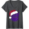 Womens Transformers Christmas Decepticons Santa Hat Logo V-Neck T-Shirt(Dark Heather Grey)