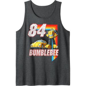 Transformers Bumblebee ’84 Retro Rainbow Stripe Tank Top(Dark Heather Grey)